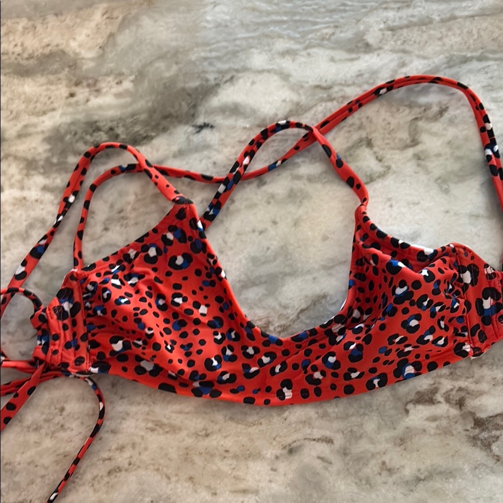 Xhilaration Red Leopard Print Bikini Top